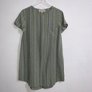 Cloth & Stone Sage Green Stripe Shirt Dress